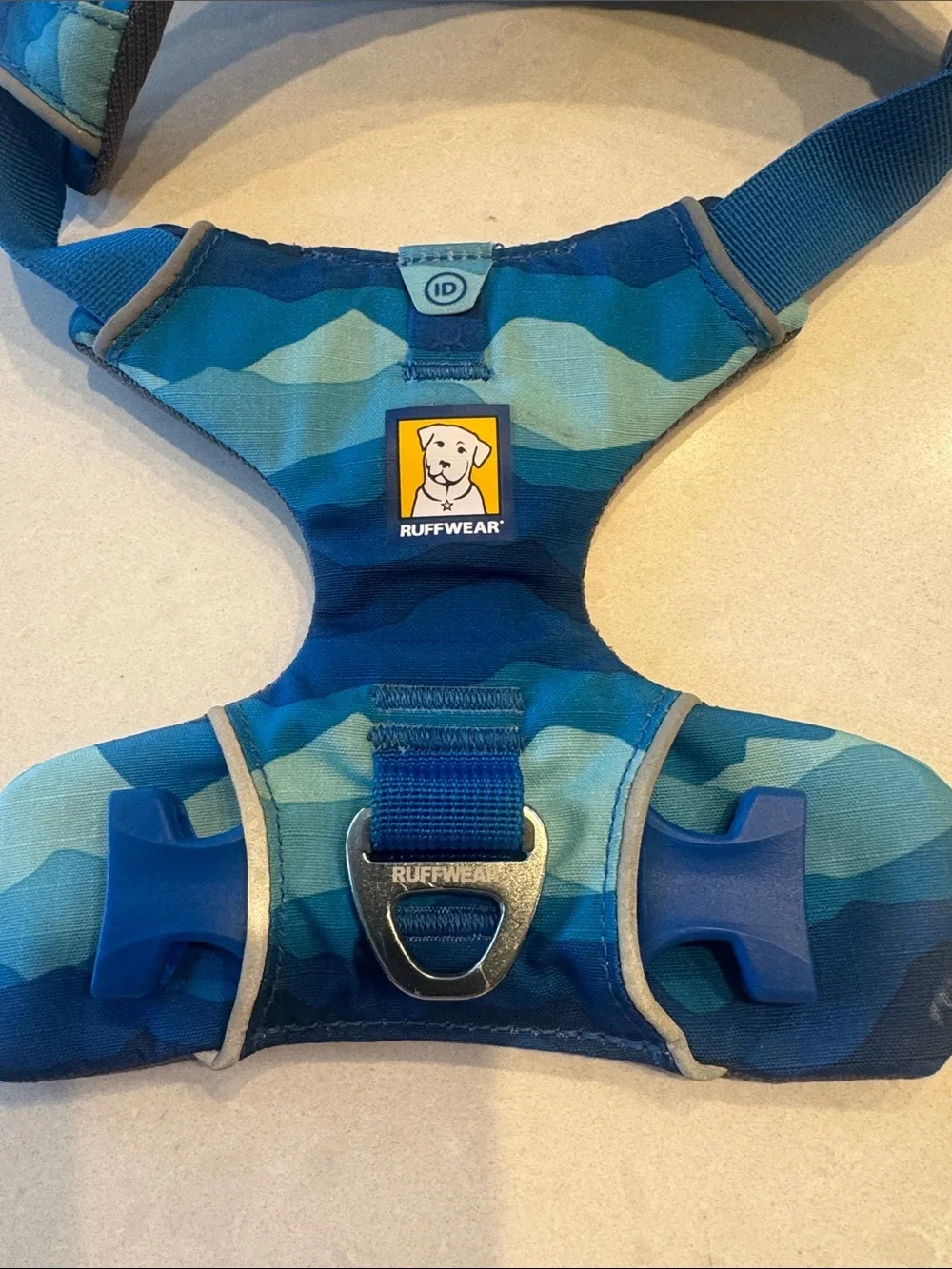 RuffWear front range coastal mountain camo Wave-Pattern Padded Dog Harness